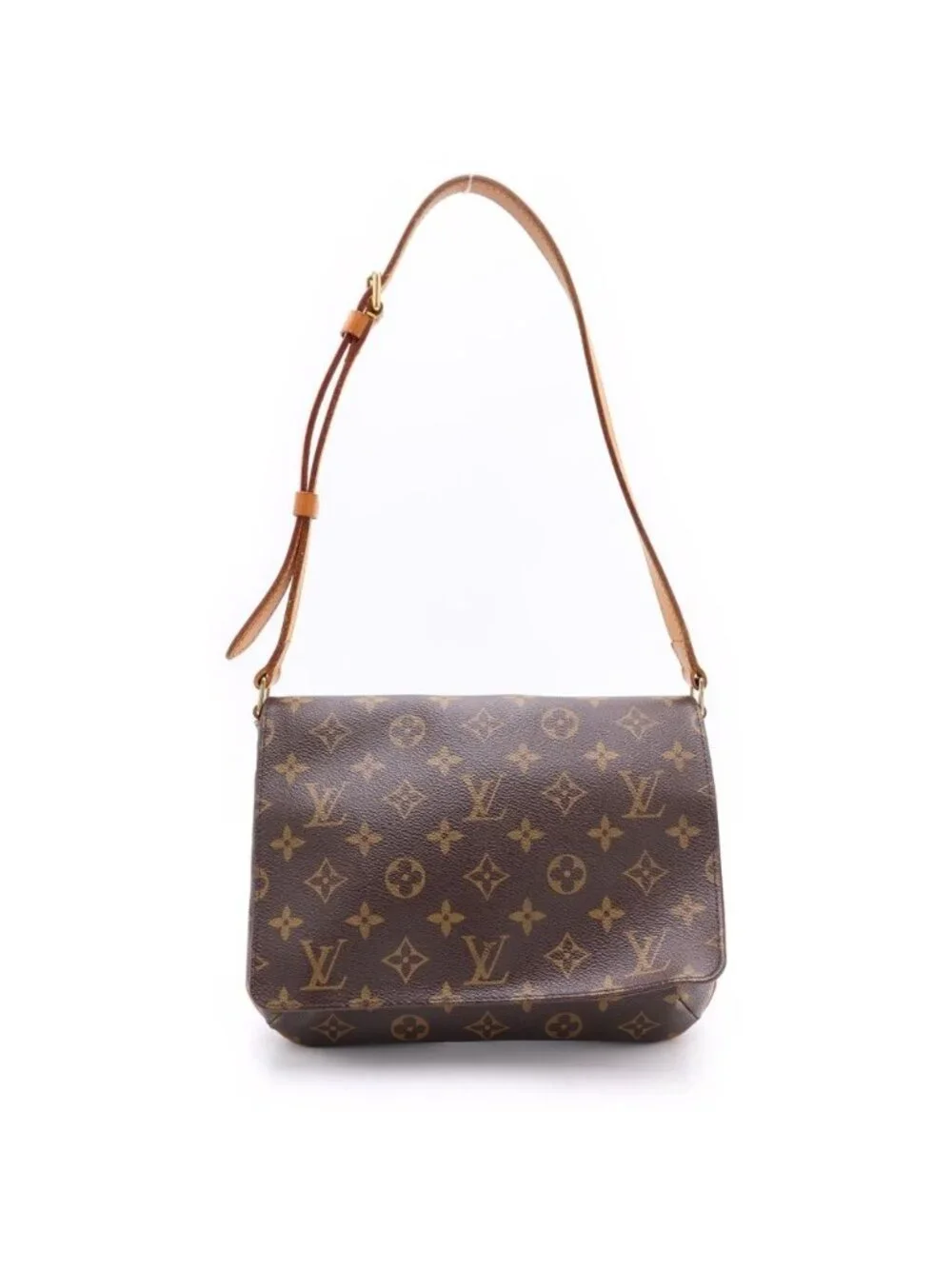 Louis Vuitton Monogram Musette Tango Leather Shoulder Bag Brown